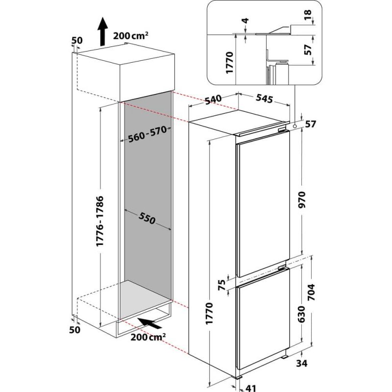 Ugradbeni hladnjak Whirlpool ART 6711 SF2 šema za ugradnju