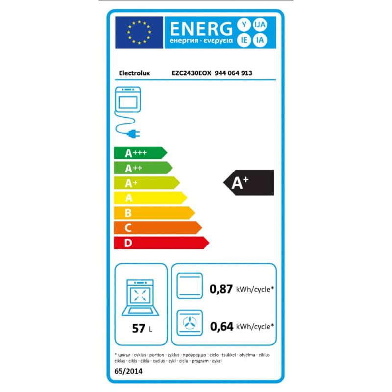 Ugradbena pećnica Electrolux EZC2430EOX energetska naljepnica