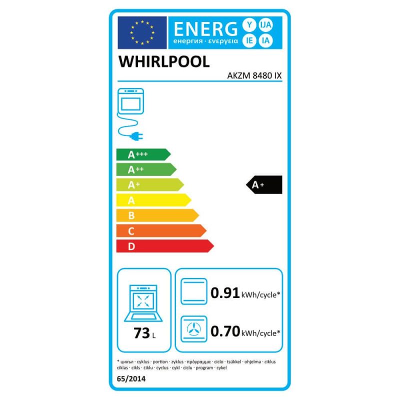 Ugradbena pećnica Whirlpool AKZM8480IX Energetska naljepnica